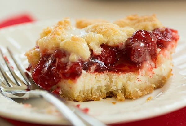 Cream Cheese Cherry Pie Crumb Bars | browneyedbaker.com #recipe