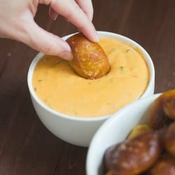 Soft Pretzel Nuggets with Spicy Cheese Dipping Sauce
