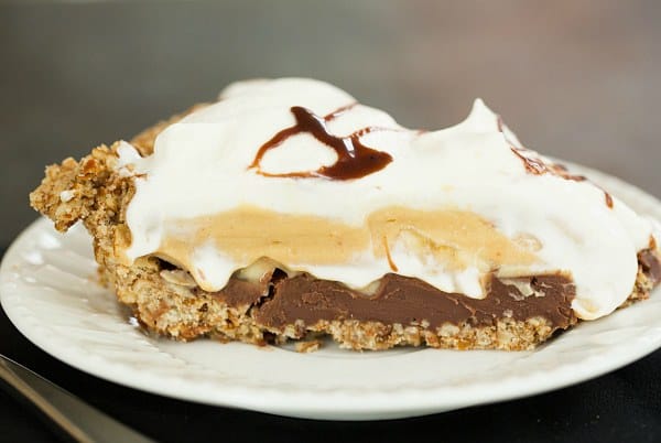 Chocolate-Peanut Butter Banana Cream Pie with Pretzel Crust | browneyedbaker.com #recipe