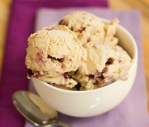 Peanut Butter & Jelly Ice Cream | browneyedbaker.com #recipe