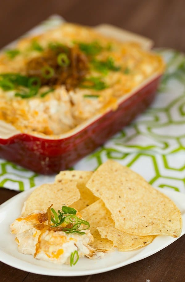 Creamy Caramelized Onion and Roasted Garlic Dip | browneyedbaker.com #recipe #appetizers #gameday