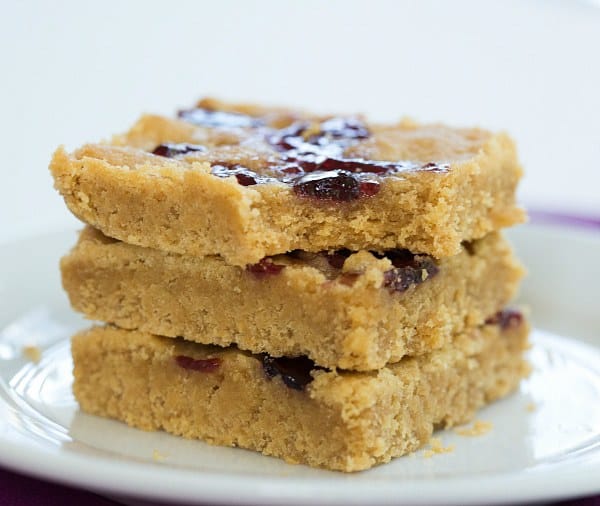 Peanut Butter & Jelly Cookie Bars | browneyedbaker.com #recipe