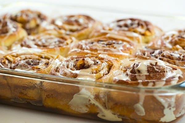 Salted Caramel Apple Cinnamon Rolls | browneyedbaker.com