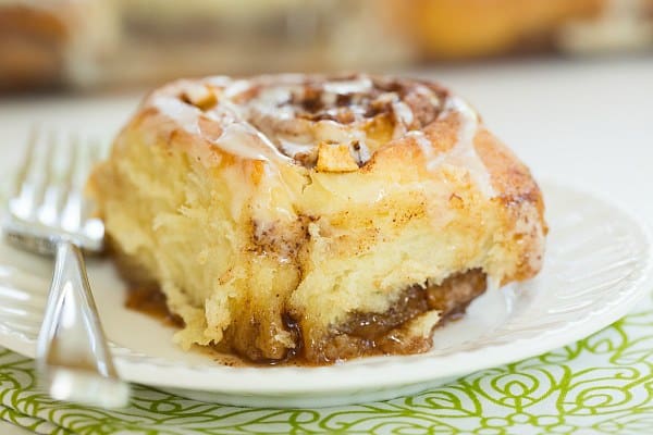 Salted Caramel Apple Cinnamon Rolls | browneyedbaker.com