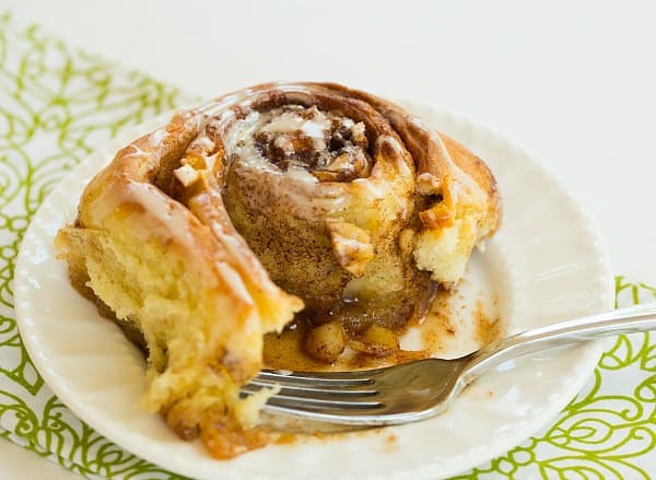 Salted Caramel Apple Cinnamon Rolls | browneyedbaker.com