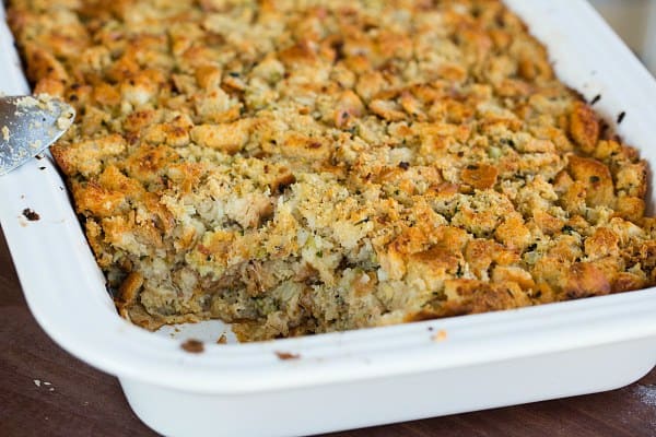 Traditional Bread Stuffing - A must-make for any Thanksgiving dinner! | browneyedbaker.com