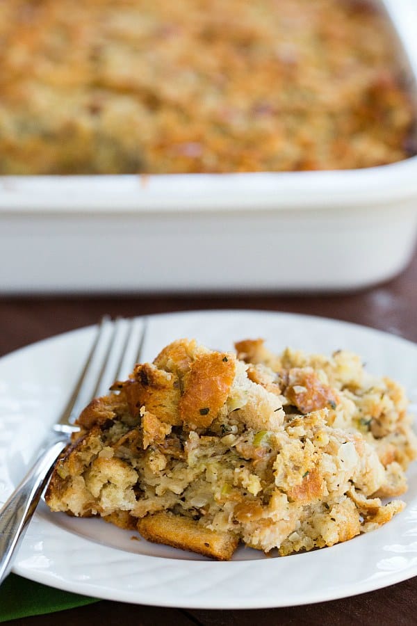 Traditional Bread Stuffing - A must-make for any Thanksgiving dinner! | browneyedbaker.com