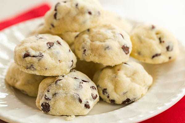 Chocolate Chip Tea Cookies - A super simple, buttery shortbread-style chocolate chip cookie, perfect for the holidays! | browneyedbaker.com
