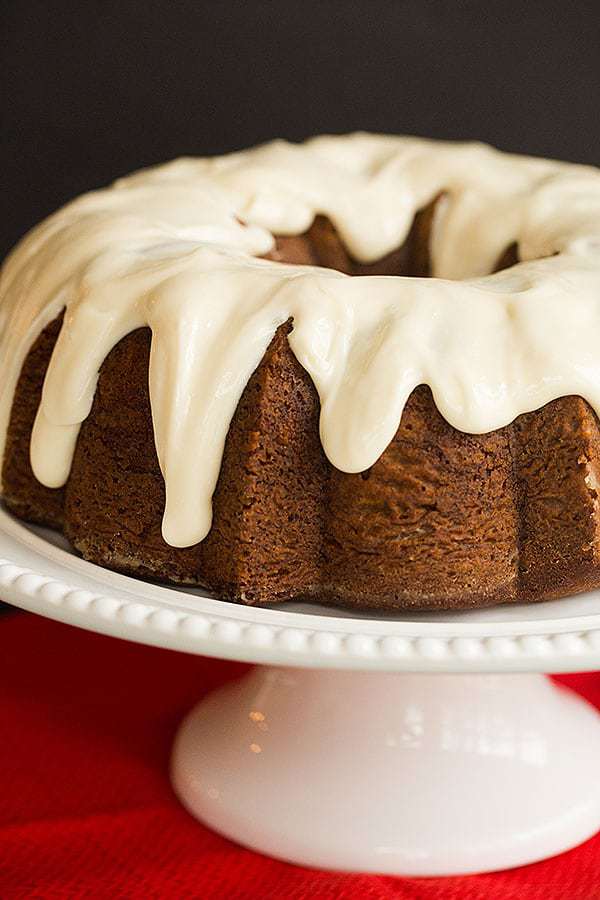 Gingerbread Bundt Cake with Cream Cheese Icing - A perfect holiday dessert! | browneyedbaker.com