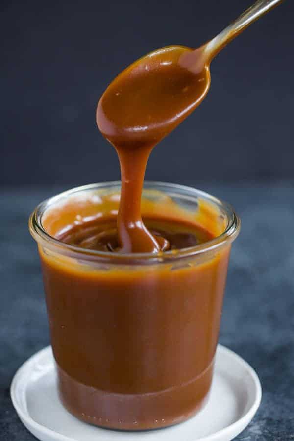A gorgeous drizzle of homemade salted caramel sauce.