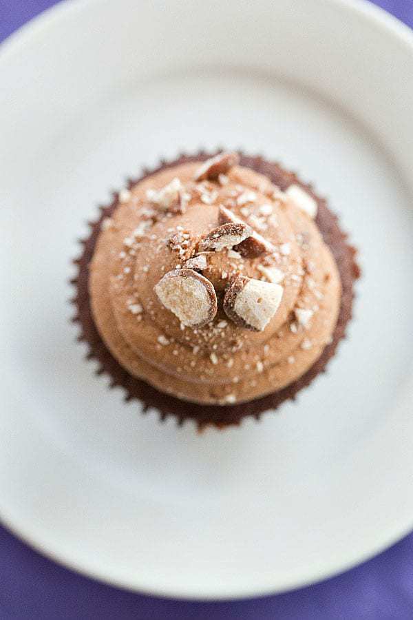 Malted Milk Chocolate Cupcakes - Both the cupcakes and the frosting are infused with malted milk powder. | browneyedbaker.com