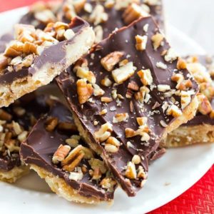 Saltine Toffee Candy with Pecans - An easy and delicious candy recipe! | browneyedbaker.com