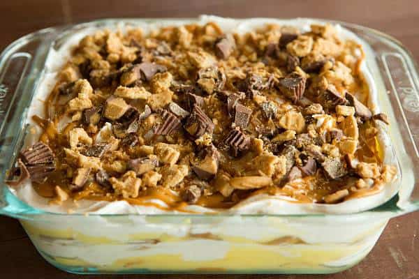 No-Bake Peanut Butter Lover's Icebox Cake - Nutter Butters, peanut butter cups, oh my! | browneyedbaker.com