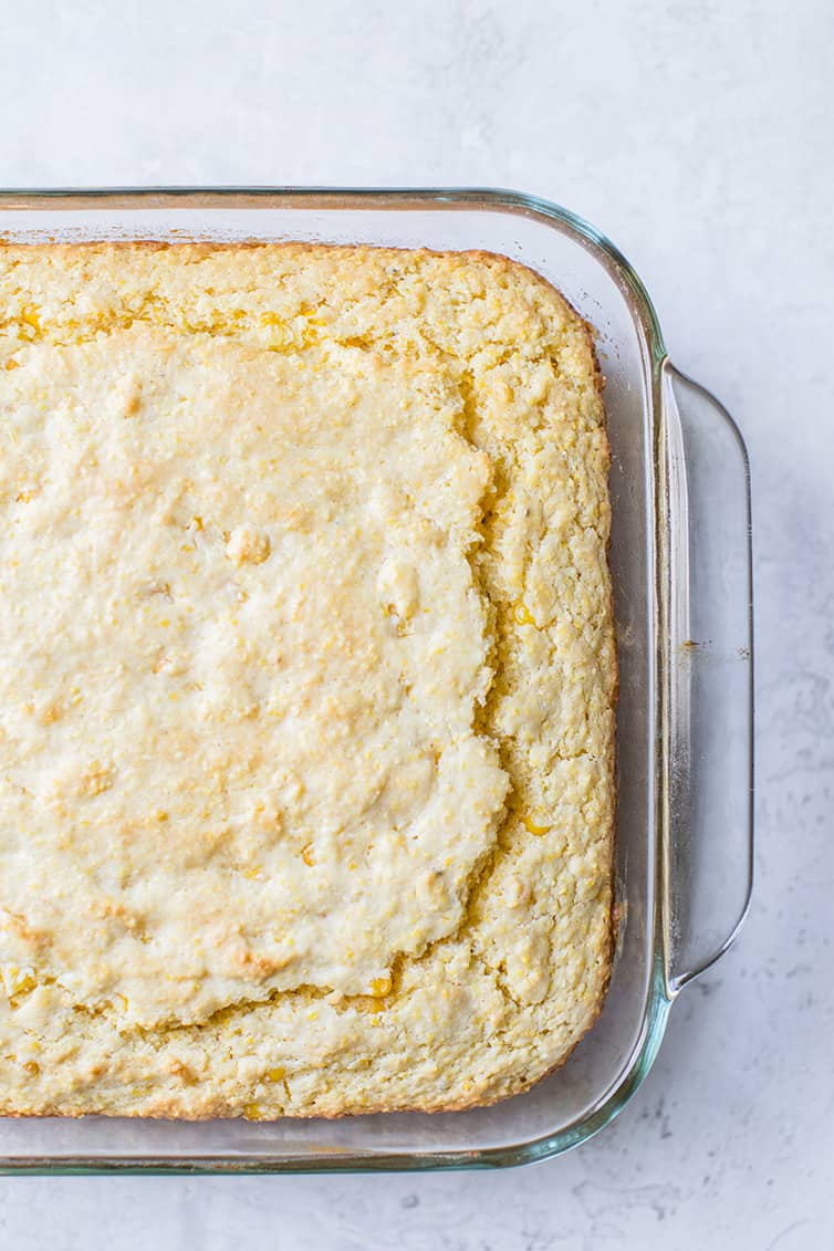 Cornbread in a pan, fresh from the oven.