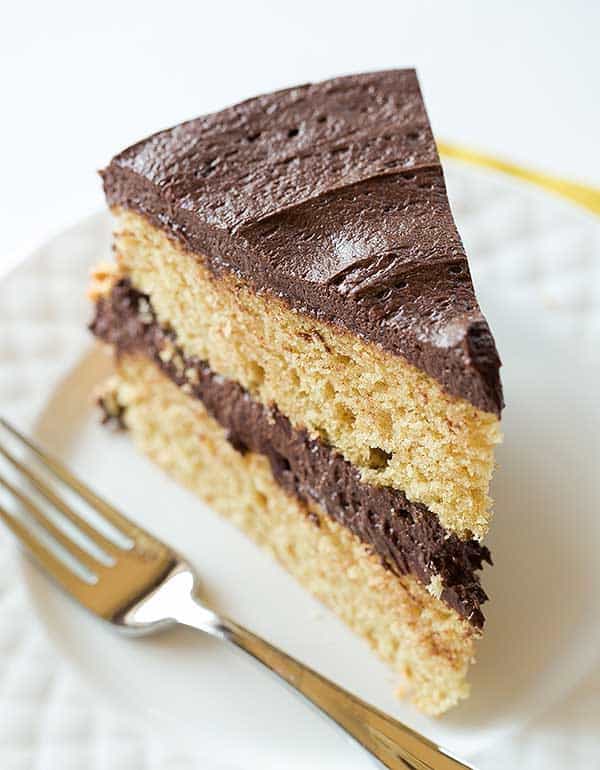 Peanut Butter Cake with Chocolate Frosting | browneyedbaker.com