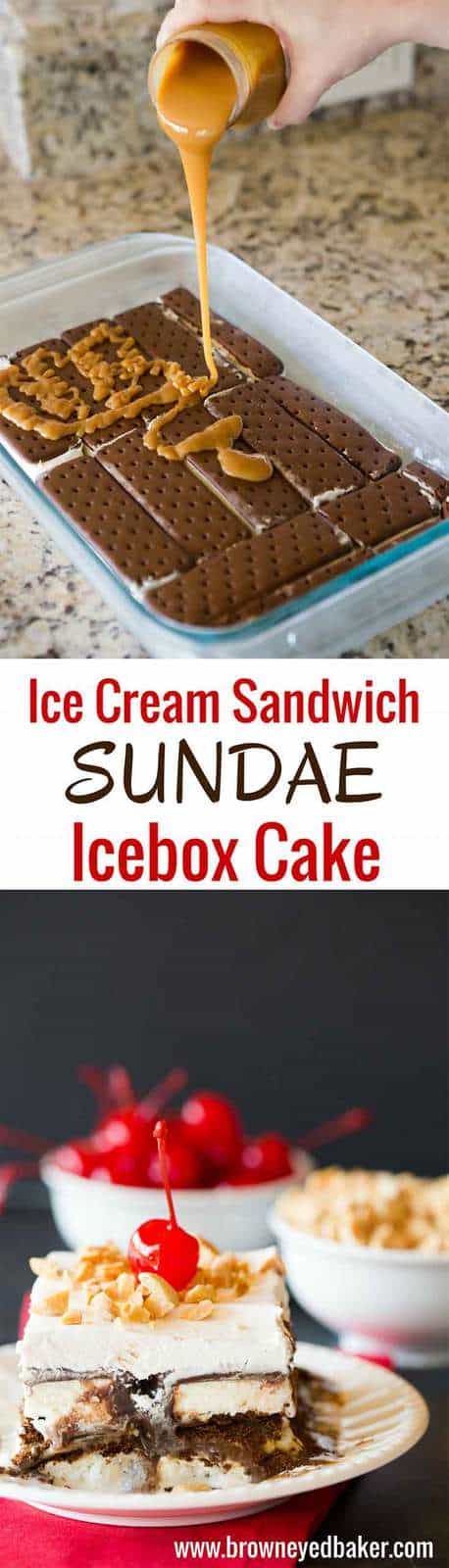 Ice Cream Sandwich Cake Dessert - No-bake and super easy to make! | browneyedbaker.com