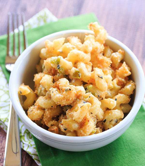 Hatch Chile Mac and Cheese - Perfectly cheesy with a kick! | https://www.browneyedbaker.com/hatch-chile-mac-and-cheese/