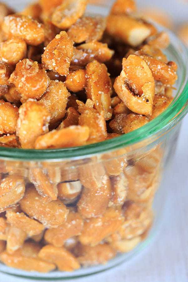 Spicy Honey Roasted Peanuts - An easy recipe for making homemade honey roasted peanuts with a little kick! | browneyedbaker.com