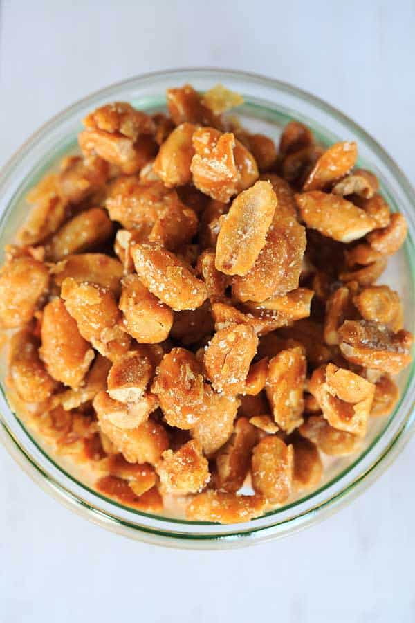 Spicy Honey Roasted Peanuts - An easy recipe for making homemade honey roasted peanuts with a little kick! | browneyedbaker.com