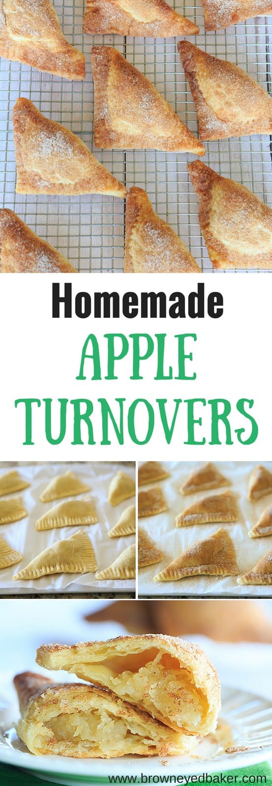 Apple Turnovers FROM SCRATCH! Flaky pastry dough and a slightly sweet apple filling... | https://www.browneyedbaker.com/apple-turnovers-from-scratch/