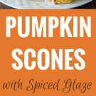 Pumpkin Scones with Spiced Glaze - A Starbucks copycat! | https://www.browneyedbaker.com/pumpkin-scones-spiced-glaze/