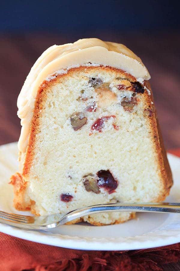 Cranberry-Pecan Pound Cake with Praline Frosting | https://www.browneyedbaker.com/cranberry-pecan-pound-cake/