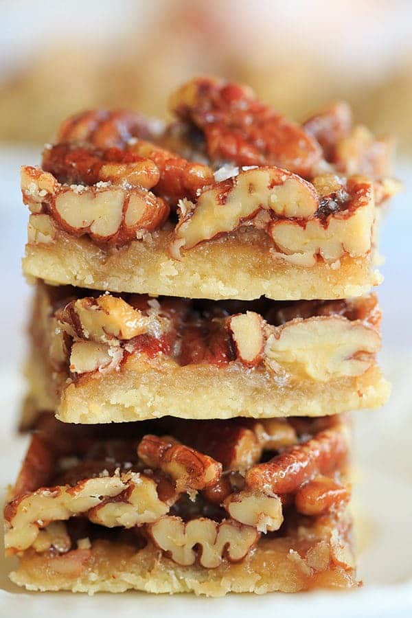 Ultranutty Pecan Bars - A shortbread crust acts as the base for these pecan bars that have a high nuts to filling ratio | browneyedbaker.com