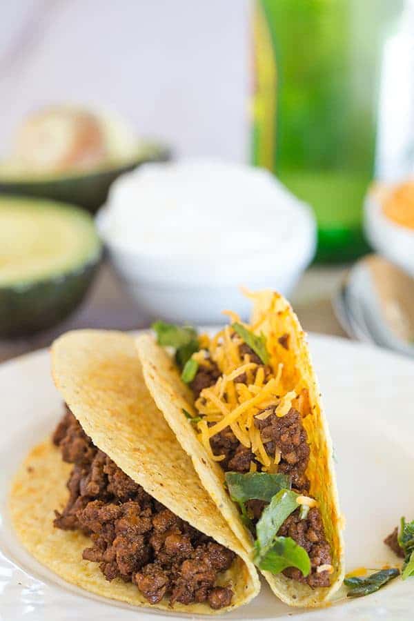 Ground Beef Tacos - The absolute best seasoned ground beef for your taco fix! | browneyedbaker.com