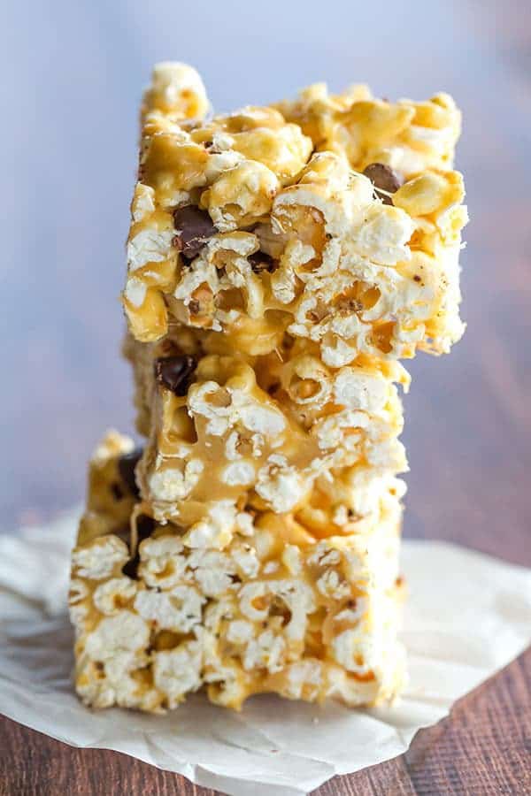 Peanut Butter & Marshmallow Bars put a fabulous peanut butter and popcorn spin on traditional Rice Krispies treats!