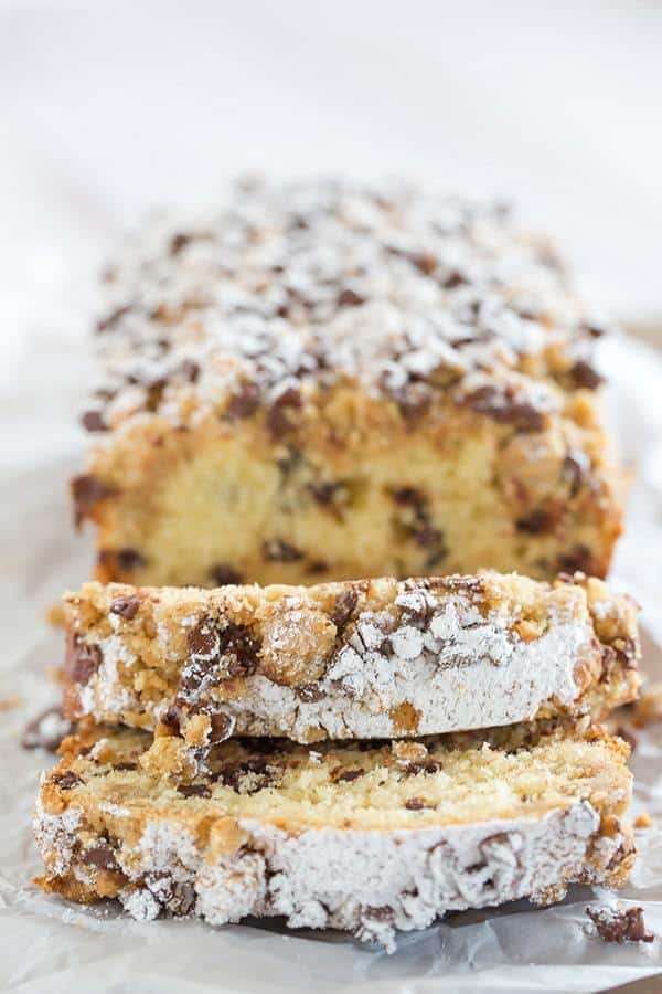 This chocolate chip crumb cake is unbelievably tender, loaded with chocolate chips and topped with the most amazing crumb topping!