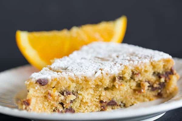 This Orange-Chocolate Chip Cake is a wonderfully moist buttermilk cake spiked with tons of orange flavor and loads of mini chocolate chips.