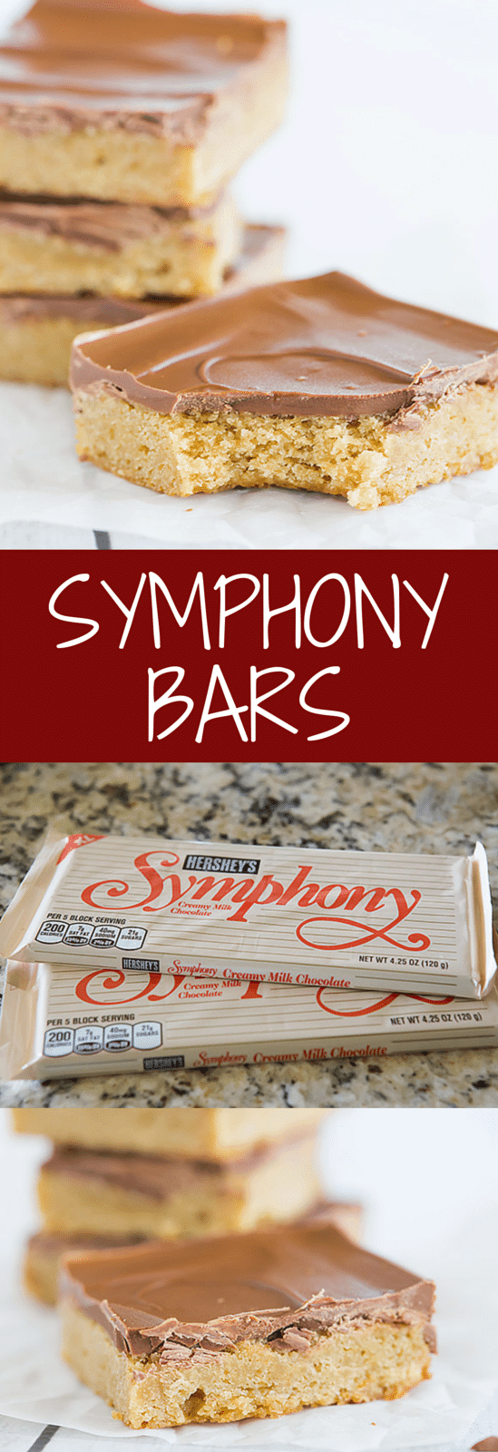 Symphony Bars - I revamped this recipe to use a stripped-down version of my favorite blondies as the base, then topped with broken-up Symphony chocolate bars and spread until they melt!