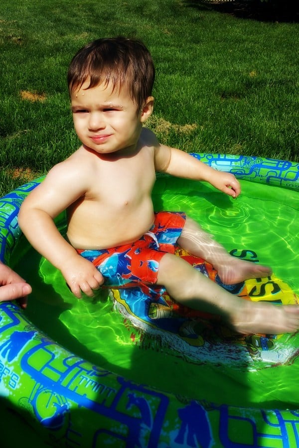 Joseph the swim model hanging in his baby pool