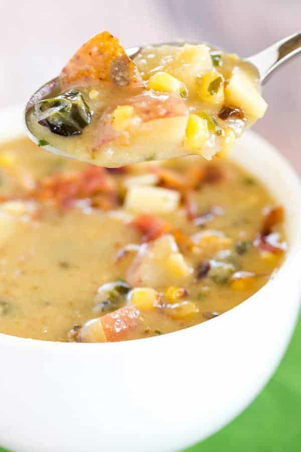 Roasted Corn & Poblano Chowder: Roasted corn and poblano chiles give this summer chowder a powerful flavor punch. It's never too warm for a good chowder!