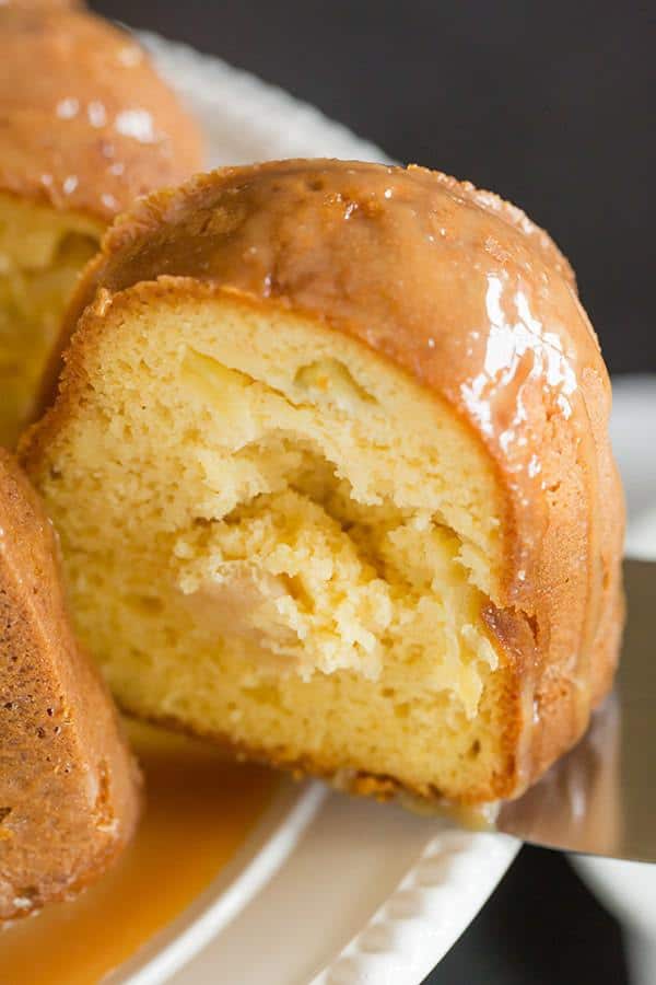 Caramel Apple Bundt Cake - An easy cake recipe baked up in a gorgeous Bundt pan, and topped with a perfect caramel glaze.