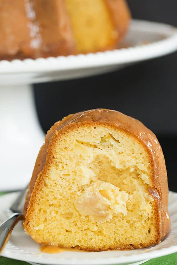 Caramel Apple Bundt Cake - An easy cake recipe baked up in a gorgeous Bundt pan, and topped with a perfect caramel glaze.
