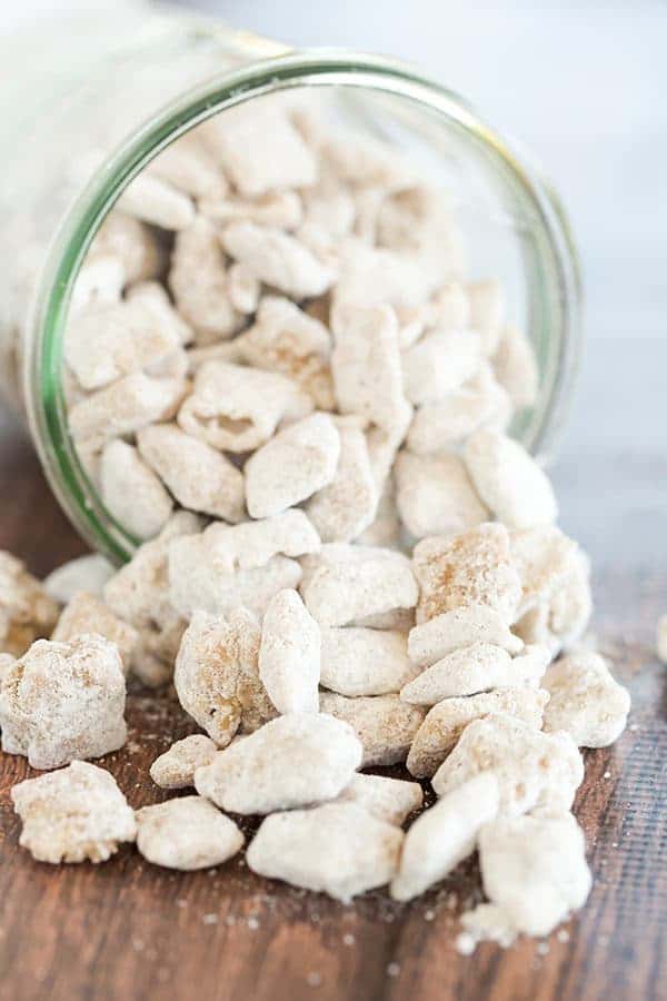 Snickerdoodle Muddy Buddies are a cinnamon and sugar-coated rendition of one of my favorite snacks - candied Rice Chex!