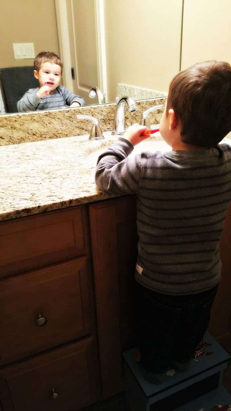 Joseph brushing his teeth before bed - such a big boy! | browneyedbaker.com