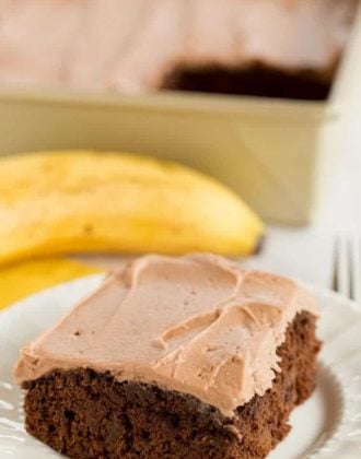 Chocolate Banana Cake with Chocolate Cream Cheese Frosting is easy, quick to make, extremely moist, and packed with tons of banana flavor.