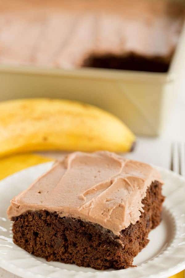 Chocolate Banana Cake with Chocolate Cream Cheese Frosting is easy, quick to make, extremely moist, and packed with tons of banana flavor.