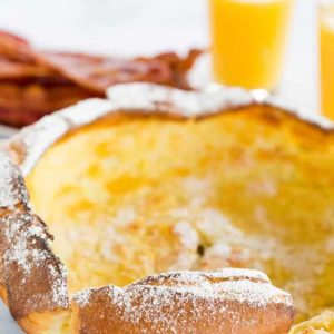 This Dutch baby pancake, sometimes called a German pancake, is a not-too-sweet, crepe-like popover that makes the perfect breakfast or brunch.