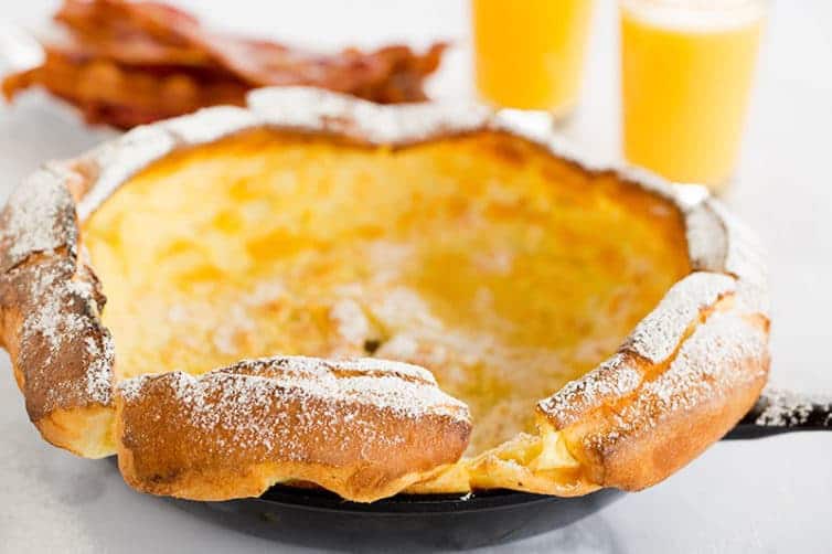 This Dutch baby pancake, sometimes called a German pancake, is a not-too-sweet, crepe-like popover that makes the perfect breakfast or brunch.