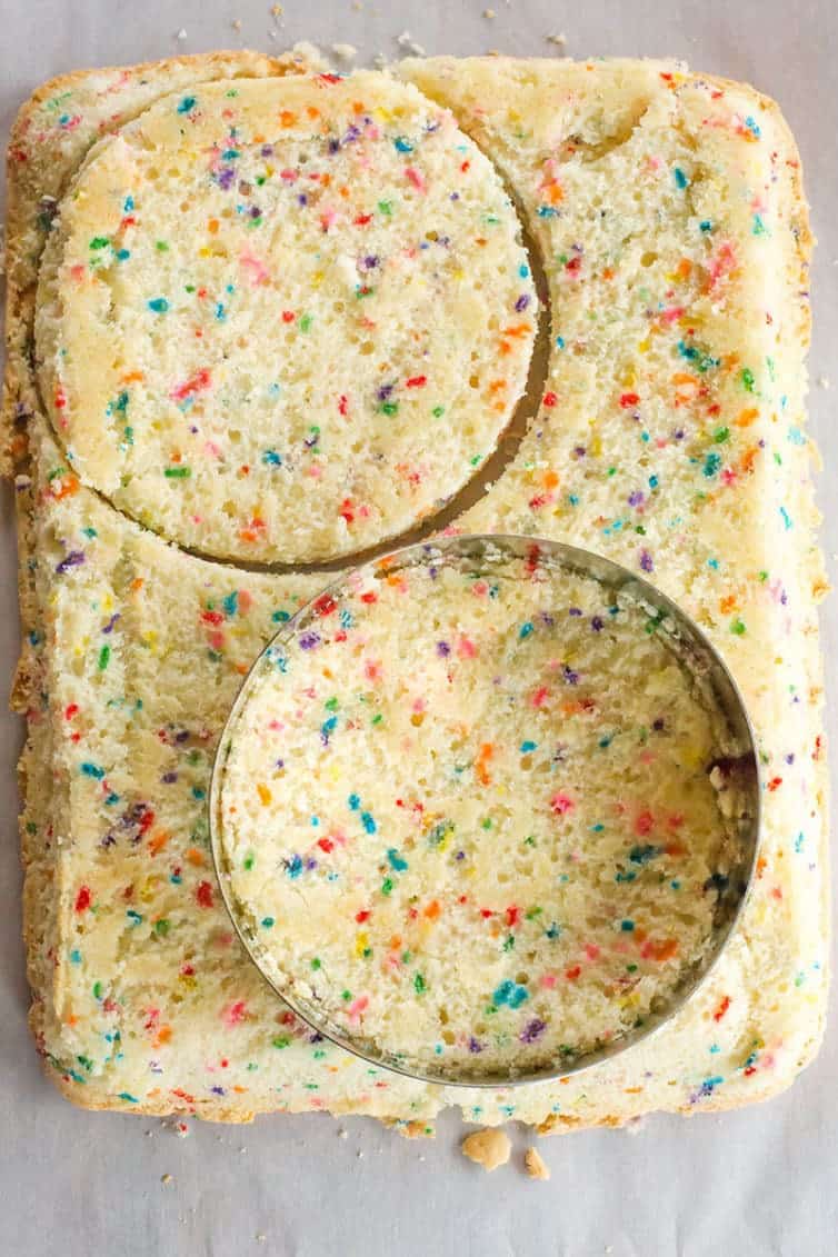 The famous Momofuku Milk Bar Birthday Layer Cake - Layers of funfetti cake loaded with sprinkles, vanilla frosting, and birthday cake crumbs!