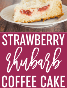 Strawberry Rhubarb Coffee Cake - A biscuit-like cake topped with a cream cheese filling and homemade strawberry rhubarb jam.