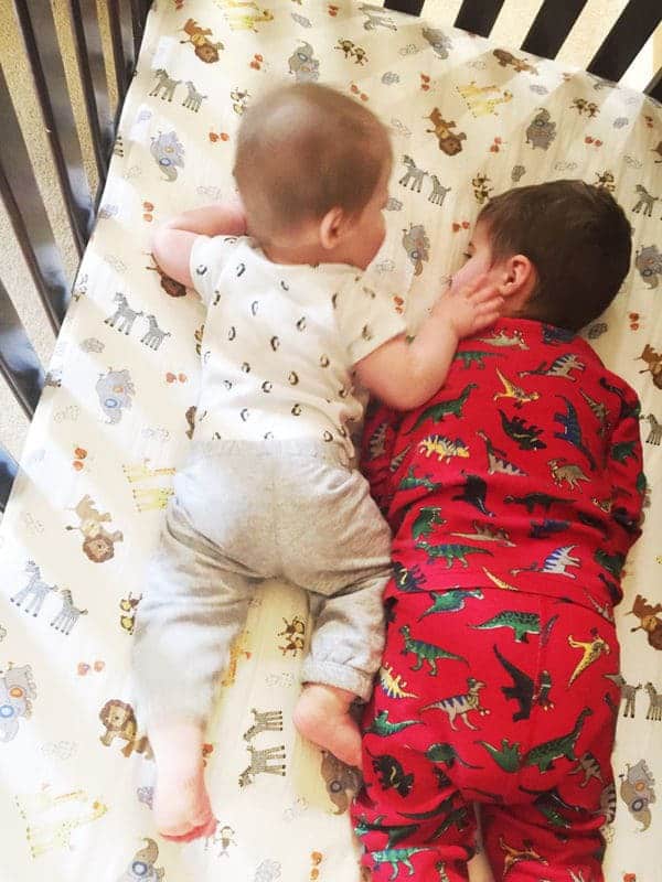 Joseph and Dominic snuggling together