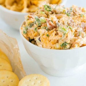 Neiman Marcus Dip - A quick and easy combination of bacon, cheddar, scallions, mayo, toasted almonds and hot sauce!