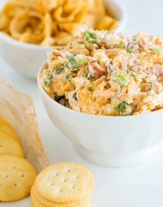 Neiman Marcus Dip - A quick and easy combination of bacon, cheddar, scallions, mayo, toasted almonds and hot sauce!