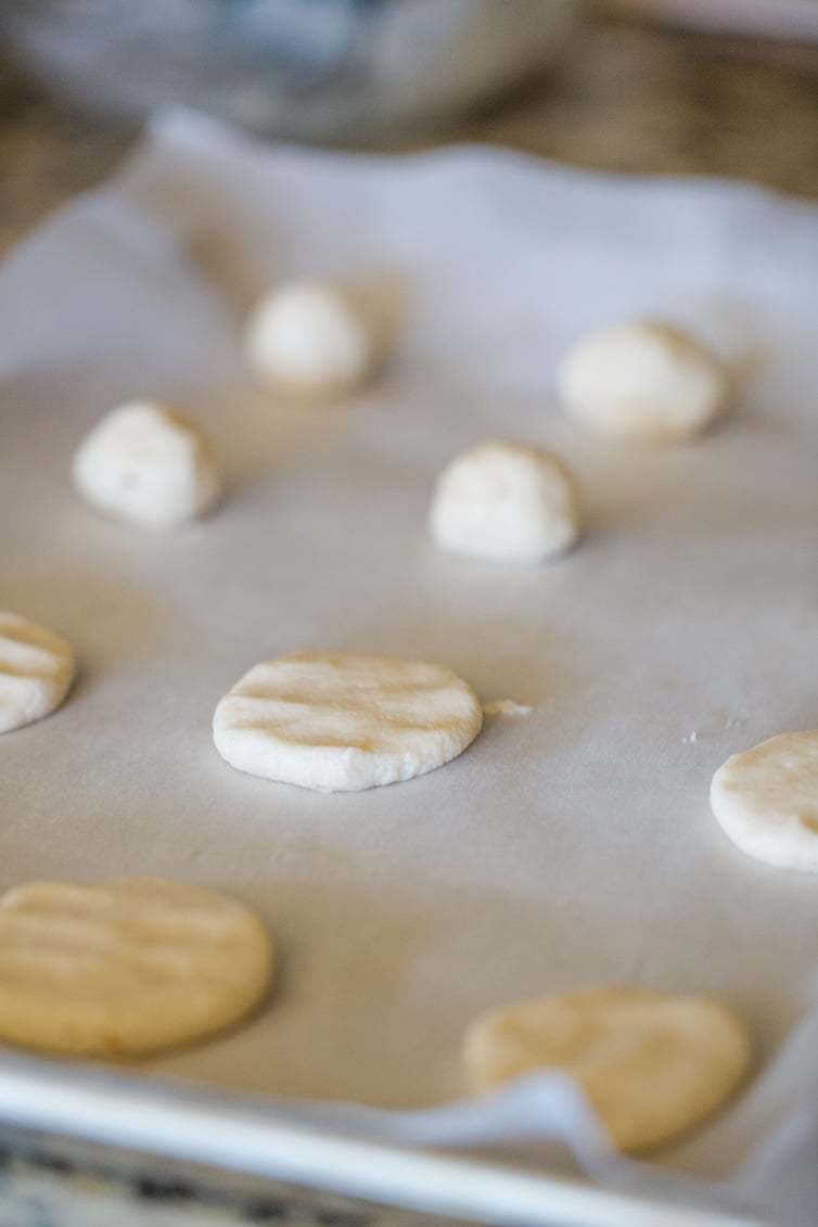 Baking up the base cookies for Bergers cookies