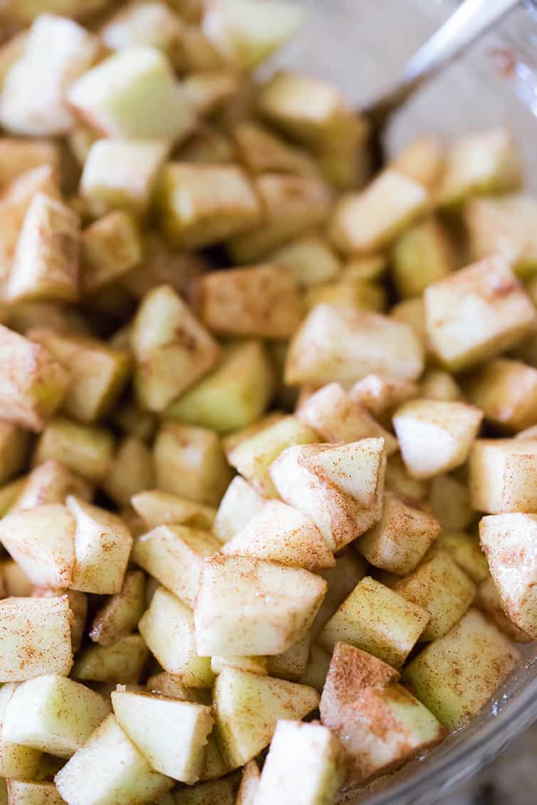 Granny Smith apples tossed with cinnamon-sugar.