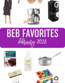 A collage of products included as favorites for February 2018.
